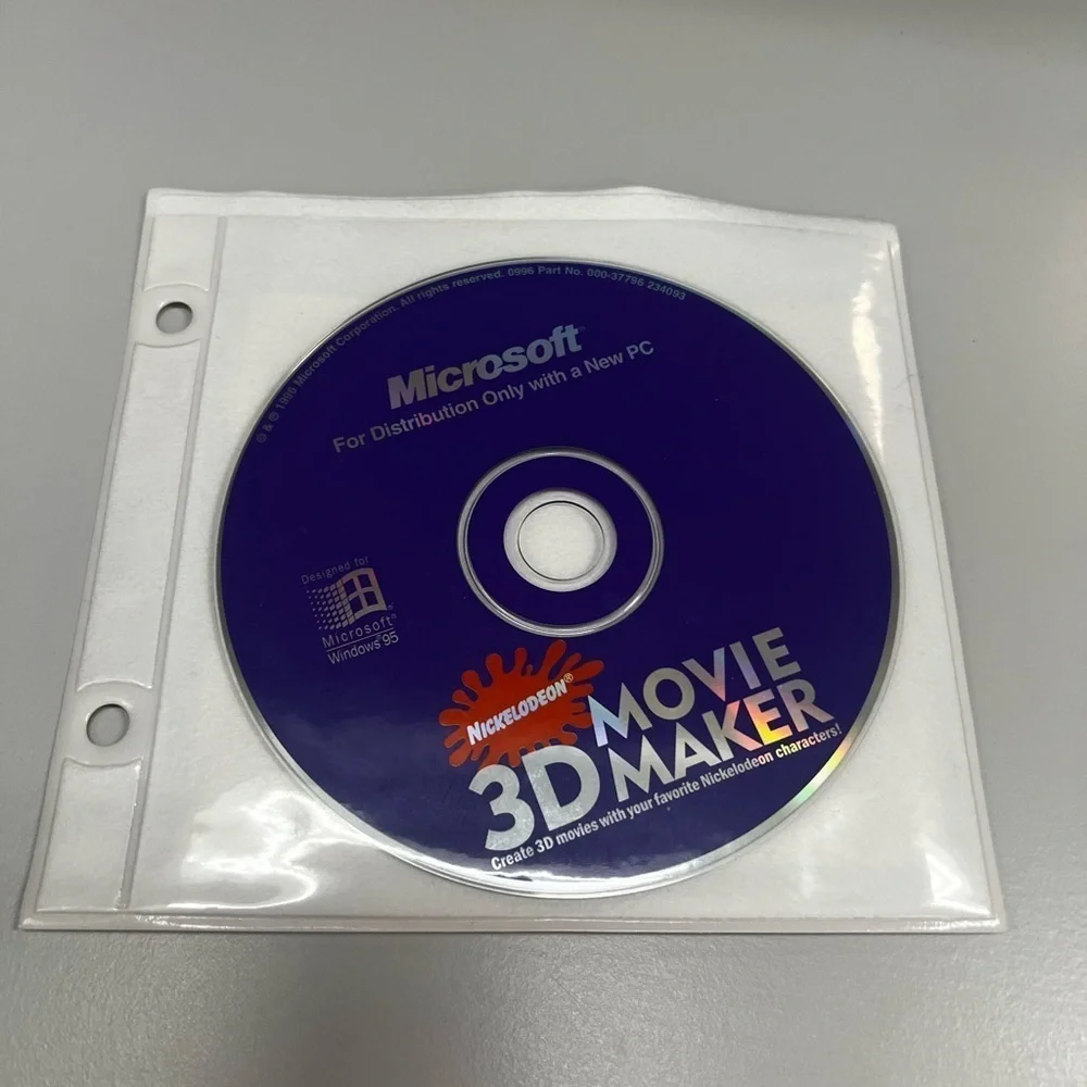 Microsoft 3D Movie Maker Nickelodeon CD-Rom PC 1996 Collectible Game